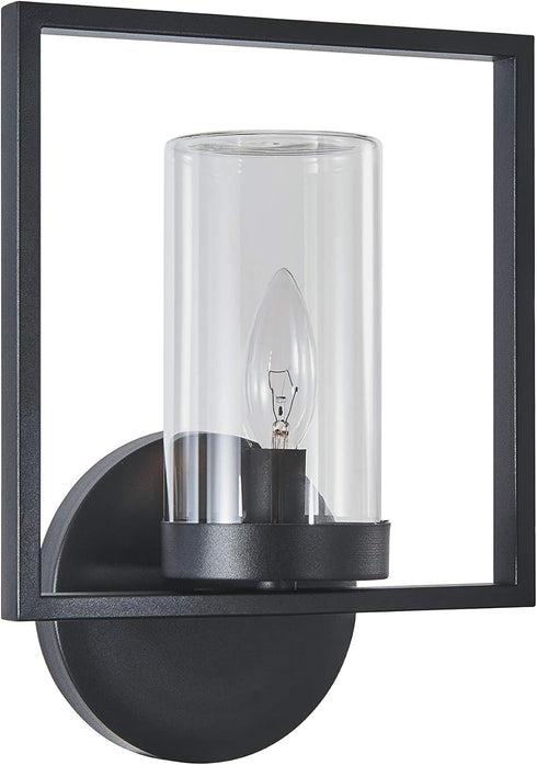 1 13" Transitional Light Textured Black Outdoor/Indoor Wall Sconce Tall