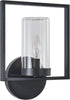 1 13" Transitional Light Textured Black Outdoor/Indoor Wall Sconce Tall