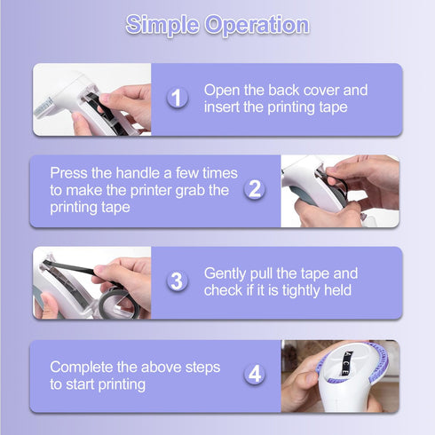 Purple Embossing Label Maker with 3 Label Tapes, Handheld Vintage 3D Embosser Label Printer for Home Office School DIY