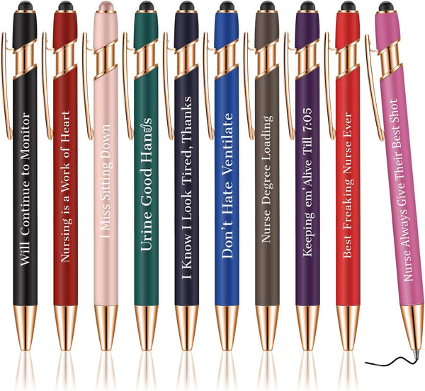 Nurse Pens for Work, Funny Black Ink Ballpoint Pens, Gift for Coworker, Doctor, Nurses, Nursing Students (Style 1)