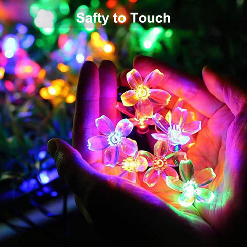 2 Pack 200 80Ft 8 Solar String Flower Lights Outdoor LED Multi-Color Christmas Fairy Lights with Lighting Modes