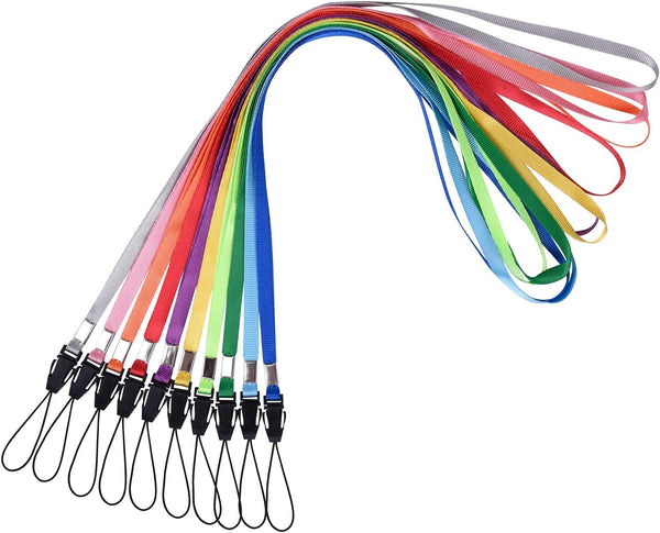 Wisdompro 10 Pack 17 inch Long Colorful Quick Release Neck Lanyards Straps for USB Flash Drives, Keys, ID Badge Holders