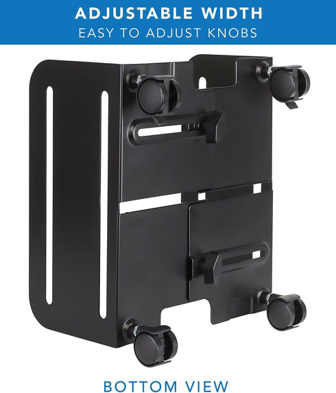 Mount-It! 4.87 8.5 Inch Computer Tower Stand, Adjustable Mobile CPU Stand with Wheels, Heavy-Duty Steel Rolling Cart