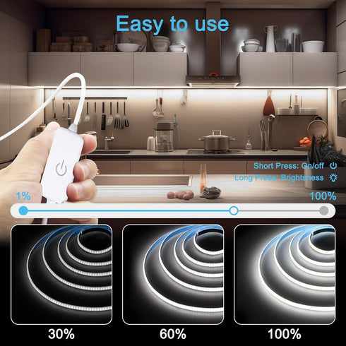 3.28ft Dimmable Closet, COB LED Strip Light, TV LED Backlight, USB Flexible, Cuttable, with Tape Strip Lights Great