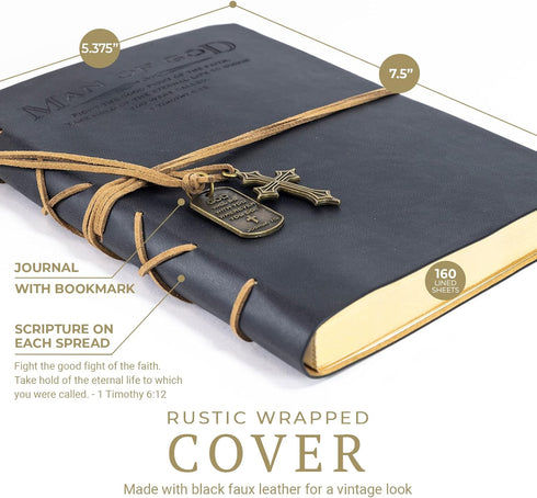 Divinity Boutique Journal, Man of God with Black Cross Charm, Cross Black (22880)