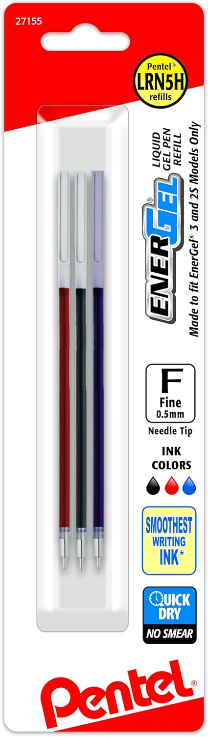 Pentel Refill Ink - Assorted (ABC) Ink for BLC35 EnerGel 3 & BLW355 EnerGel 2S, 3-pk - LRN5HBP3M