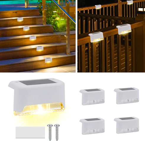 4 Pack Solar Deck Lights Outdoor Small Waterproof LED Step Lamp Outside