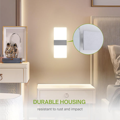 12 Inch 12W 2700K-5000K Dimmable ASD Indoor LED Wall Sconce - Brushed Nickel Wall Sconce Lights for Living Room