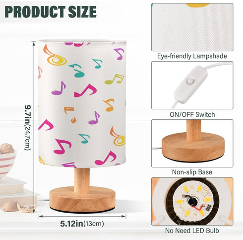 ALAZA Musical Notes Table Lamp for Bedroom USB Port Bedside Lamp Small Nightstand Desk Lamp for Girls Boys Kids Room