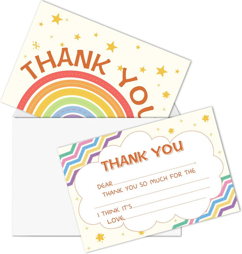 FTRZX Boho Kids Thank You Cards, Boho Rainbow Thank You Card For Baby