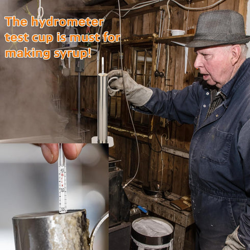 Maple Syrup Hydrometer Test Cup Kit, High Accuracy Density Kit, Stainless Steel Test Cup