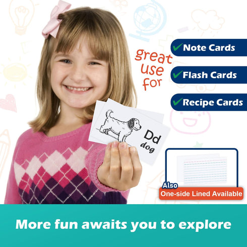 Olivo 3x5 3" 5", 100 Count, 200 Blank Index Cards Unlined Unruled Flash Note Cards x White, GSM Heavy Weight