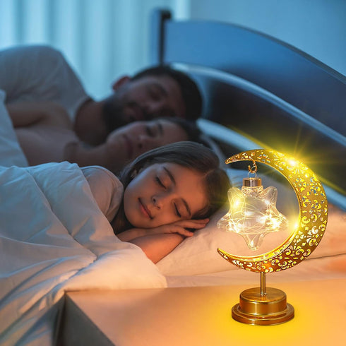 LED Moon Lamp Romantic Iron Desk Lamp Ambient Lighting Night Light Lamps for Nightstand Aesthetic Bedside Lamps Night