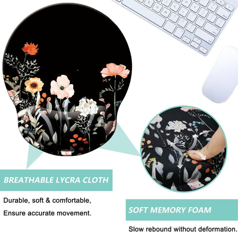 Mouse Pad with Wrist Support, Ergonomic Memory Foam Cushion, Non-slip Rubber Base Gaming Pad for Home Office Computer