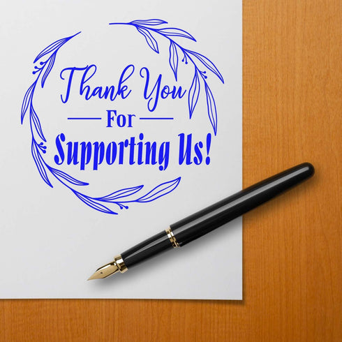Packaging 1-5/8" Personalized Thank You Stamp | Elegant Botanical Pre-Inked Custom Business Stamp for Small Business
