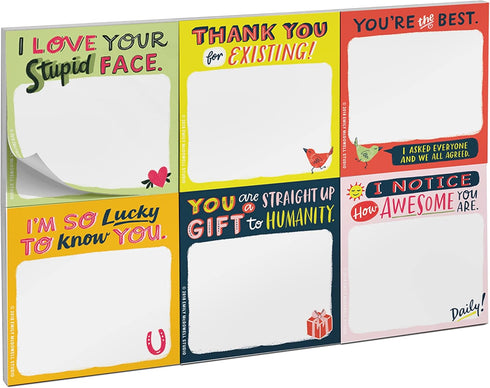 Em & Friends Thank You Sticky Note Packet, 6 Pads Set, 2.75 x 2.75-Inches, 40-Sheets Each