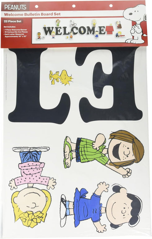 Eureka Peanuts Giant Welcome Classroom Bulletin Board Set for Teachers, 22 Pieces
