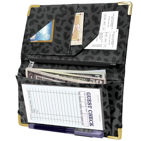 YeeCASE Server Book with Zipper Pocket, High Volume, Expandable Server Book, Money Pocket