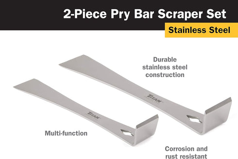 17005 2-Piece Set Titan Stainless Steel Pry Bar Scraper