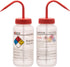 EISCO 2PK Wash Bottle for Acetone, 500ml, Labeled with Color Coded Chemical & Safety Information