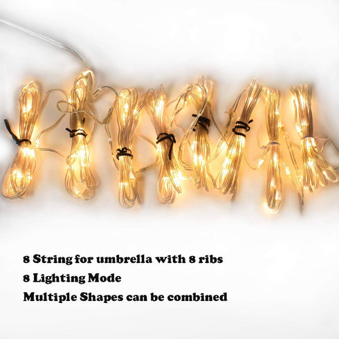 Patio Umbrella Lights, 104 LED String Lights with Remote Control, 8 Lighting Modes, Battery Operated Waterproof Outdoor