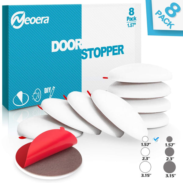 Neoera Wall Protector Door Stopper (8 Pack), 1.57" Rubber Bumper with Premium Self Adhesive Sticker