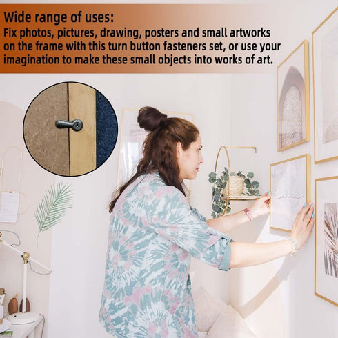 160 Pieces Metal Picture Frames Turn Button Fasteners with Screws for Photos and Crafts