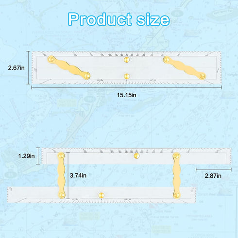 Arms,15 Inches Marine Parallel Ruler with Brass Marine Navigation Ruler for Navigational Plotting Nautical Charts