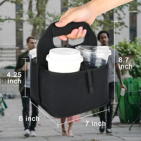 Beautyflier Reusable Insulated Coffee Cup Carrier, Portable Drink Holder with Handle Organizer Tote Bag for Hot & Cold