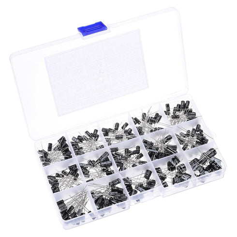PATIKIL 18 Values Aluminum Electrolytic Capacitor Assortment Kit, 270 Pcs Low Impedance with Storage Box