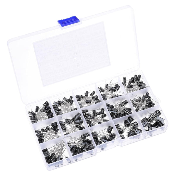 PATIKIL 18 Values Aluminum Electrolytic Capacitor Assortment Kit, 270 Pcs Low Impedance with Storage Box