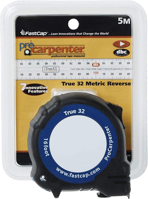 FastCap ProCarpenter True32 Metric Reverse Measuring Tape - Ideal for Professionals and Home Improvement with Dual