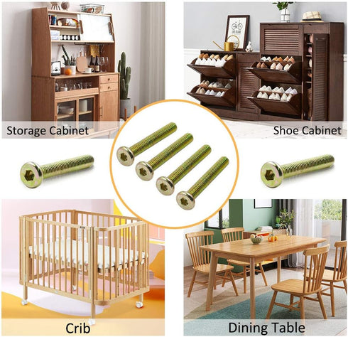 10 Pcs M6 x 40mm Zinc Plated Hex Socket Crib Screws, Crib Hardware Screws for Beds, Headboards, Chairs, Furniture