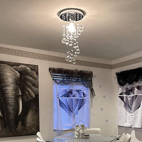 D8"x H15.8" Modern Crystal Chandelier Elegant Spiral Flush Mount Chandelier Modern Raindrop Crystal Ball Chandeliers