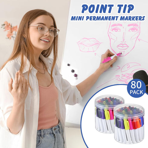 Ctosree 80 Pcs Mini Permanent Markers with Golf Keychain Clips for Nurses Badge, Fine Point Markers