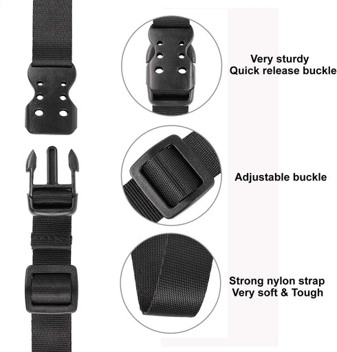 Ayaport 4 Pack Utility Straps with Buckle, 40" Quick-Release Adjustable Nylon Straps, Black