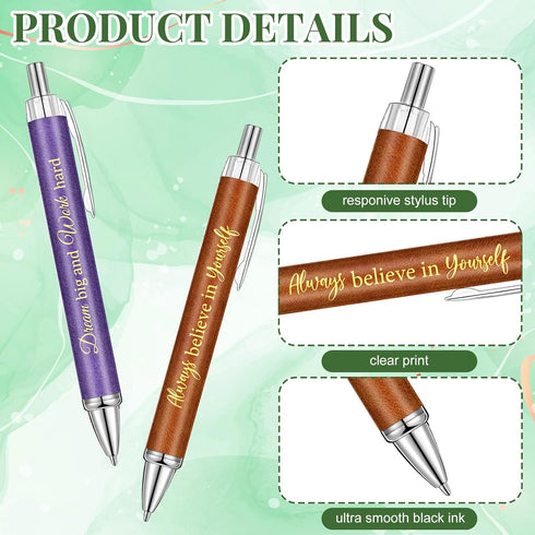 Yeaqee 50 Pcs Inspirational Ballpoint Pens, Motivational Quotes, Retractable Gift Pens for Women, Students, Black Ink