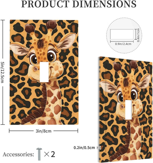 Ntyfur (2) 1 3X5 Cute Giraffe Wall Plate Gang Toggle Light Switch Cover Single Toggle Faceplate Decor