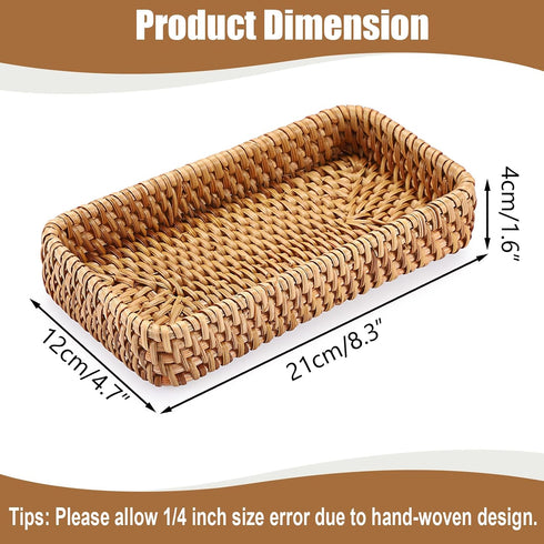 8.3 4.7 BTSKY Small Remote Basket for Coffee Table Entryway Living Room Rattan Serving Tray x Handwoven Wicker Baskets