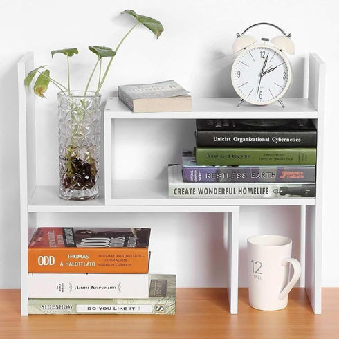 ShellKingdom Adjustable Desktop Corner Shelf, Desk Shelf Organizer, Bookshelf Storage Rack and Cubicle Decor for