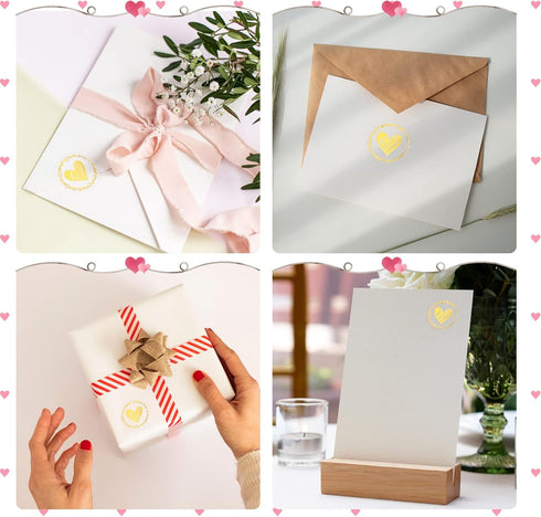 Zonon 500 Pieces Clear Heart Envelope Seals, Wedding Heart Stickers, 1.26 Inch Round Sealing Sticker for Invitations