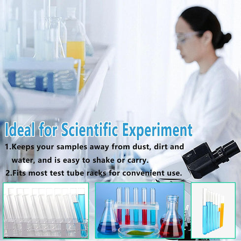 200 PCS Clear Plastic Test Tubes with Caps, 12x100mm, 8ml for Scientific Experiments, Party Supplies