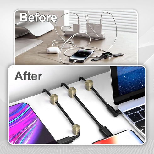 Lekgavd 3 Sets Phone Charger Cord Holder, Metal Cable Anchors for Nightstand, Adhesive Cord Clip Cable Organizers, Wire