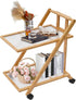 jyjoETPOF 2-Tier Bamboo Rolling Cart,Multipurpose Heavy Duty Cart,Multipurpose Storage Rack,Utility Cart,High Capacity