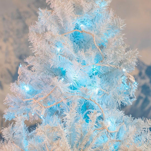 25ft 50 Bulbs 6" Commercial Novelty Lights Christmas String Lights, Teal LED on White Wire, Spacing, Connectable Indoor
