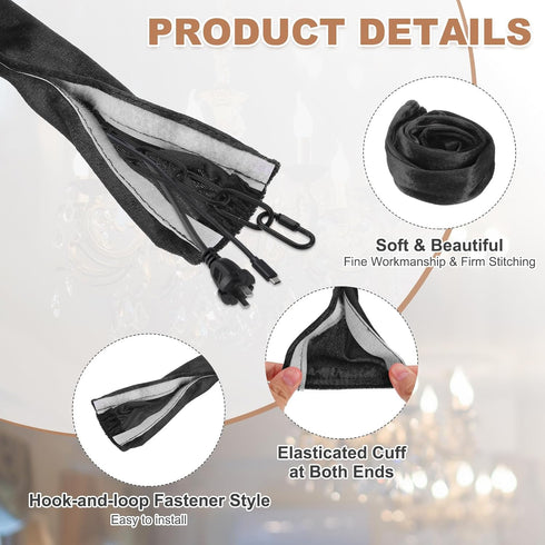 2.6ft PATIKIL Chandelier Chain Cord Cover, Velvet Cloth Fabric Chain Sleeve Decorative Cord Covers for Chandelier Wires