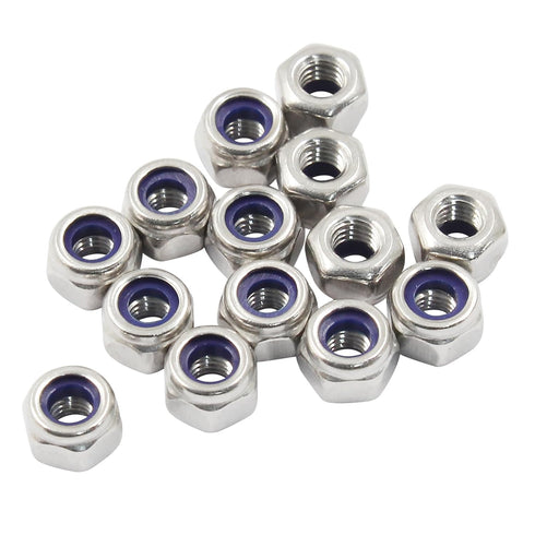 100Pcs M3 Nylon Lock Nut, 304 Stainless Steel Nylon Insert Locknuts, Non-Slip Hex Lock Nuts, Silver Tone