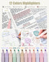 Four Candies 39 PCS Aesthetic School Supplies, Cute Pen Case, 12 Pastel Highlighters, 5 Black Ink Gel Pens, 6