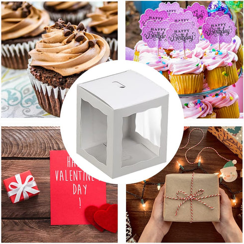 A & H Legacy Pack 12 4x4x4 Inch Packaging Candy Apple Boxes With Hole | of White Glossy Caramel Apple Supplies | Kit