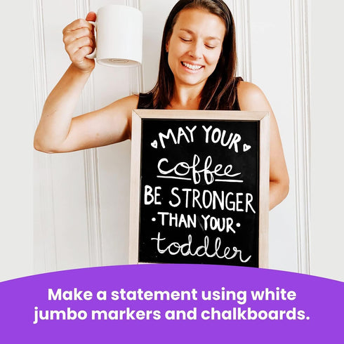 White Jumbo Chalk Markers - 15mm Window Markers | Pack of 2 for Cars, Chalkboard, Glass, and More